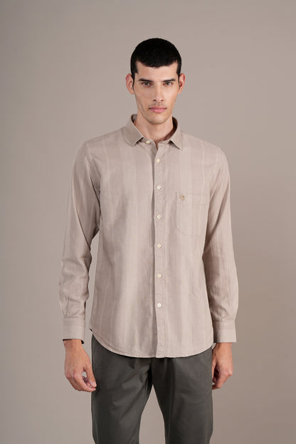 Casual Shirt for Men | Breathable & Soft with Color Fastness Regular Fit Spread Collar Neck Cotton Fabric Striped Pattern