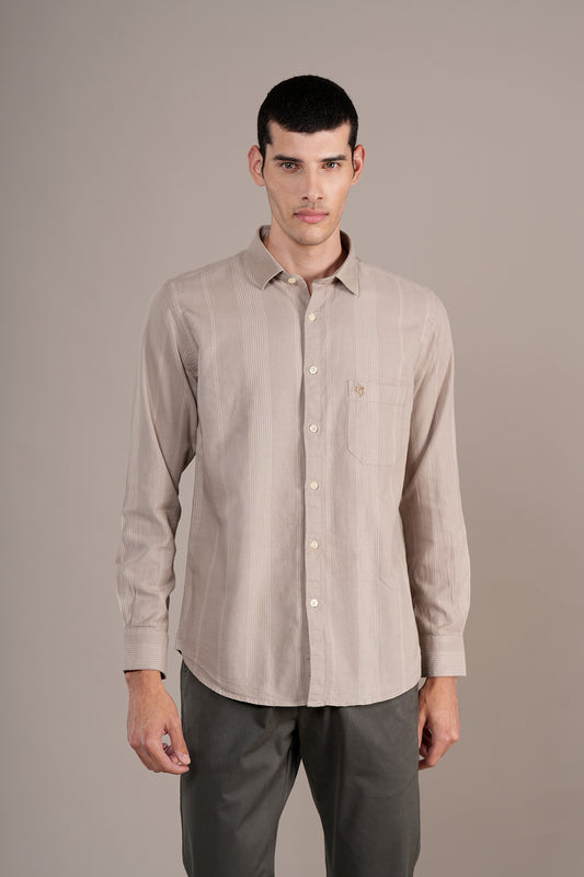 Casual Shirt for Men | Breathable & Soft with Color Fastness Regular Fit Spread Collar Neck Cotton Fabric Striped Pattern