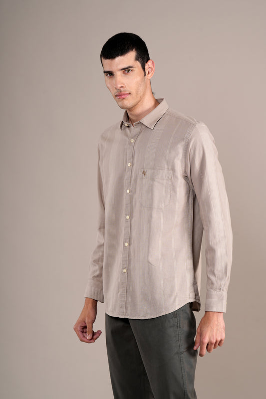 Casual Shirt for Men | Breathable & Soft with Color Fastness Regular Fit Spread Collar Neck Cotton Fabric Striped Pattern