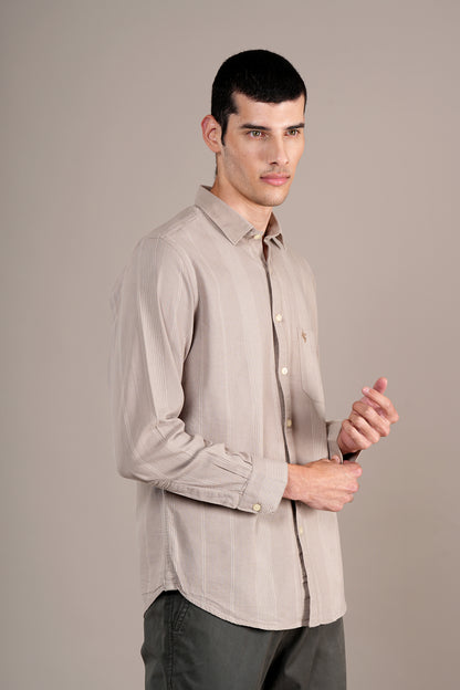 Casual Shirt for Men | Breathable & Soft with Color Fastness Regular Fit Spread Collar Neck Cotton Fabric Striped Pattern