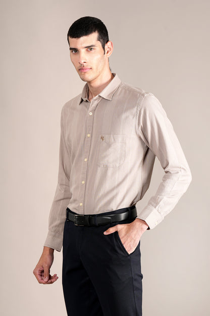 Casual Shirt for Men | Breathable & Soft with Color Fastness Regular Fit Spread Collar Neck Cotton Fabric Striped Pattern