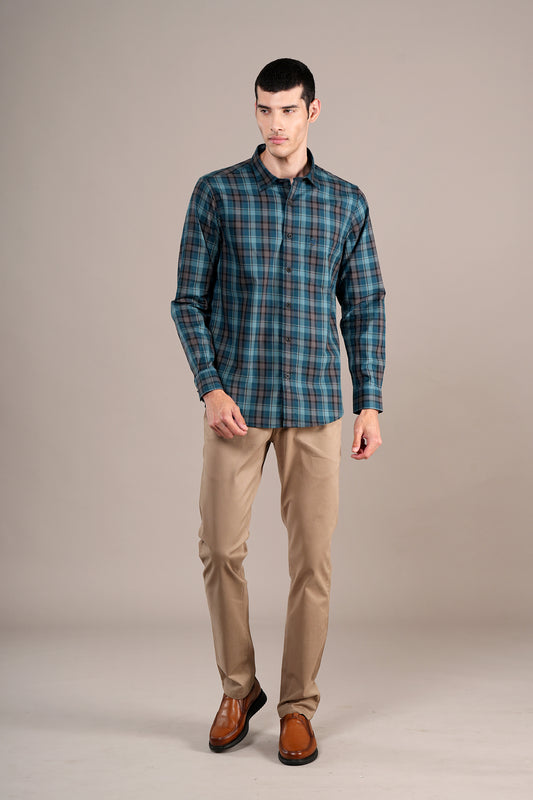 Casual Shirt for Men | Breathable & Soft with Color Fastness Regular Fit Spread Collar Neck Cotton Fabric Checkered Pattern