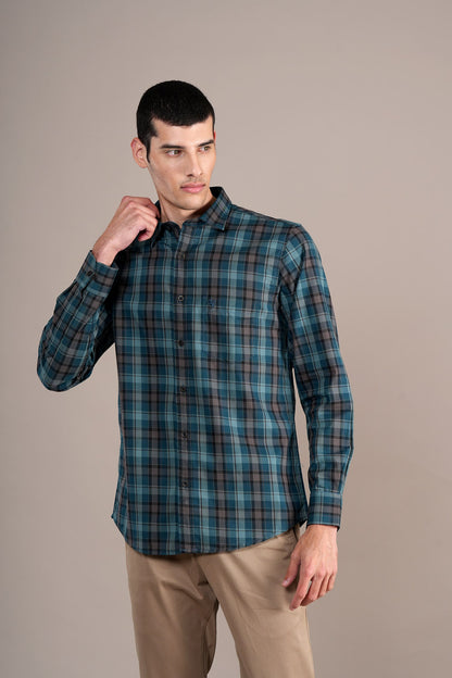 Casual Shirt for Men | Breathable & Soft with Color Fastness Regular Fit Spread Collar Neck Cotton Fabric Checkered Pattern