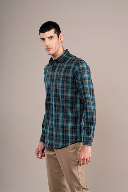 Casual Shirt for Men | Breathable & Soft with Color Fastness Regular Fit Spread Collar Neck Cotton Fabric Checkered Pattern