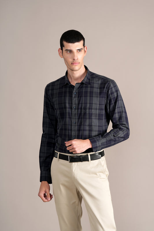 Casual Shirt for Men | Breathable & Soft with Color Fastness Regular Fit Spread Collar Neck Cotton Fabric Checkered Pattern