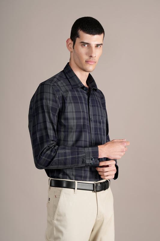 Casual Shirt for Men | Breathable & Soft with Color Fastness Regular Fit Spread Collar Neck Cotton Fabric Checkered Pattern