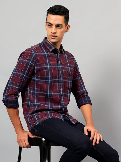 Casual Shirt for Men | Breathable & Soft with Color Fastness Regular Fit Spread Collar Neck Cotton Fabric Checkered Pattern