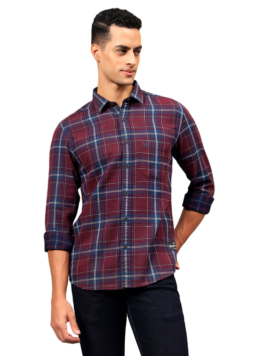 Casual Shirt for Men | Breathable & Soft with Color Fastness Regular Fit Spread Collar Neck Cotton Fabric Checkered Pattern