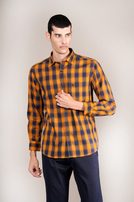 Casual Shirt for Men | Breathable & Soft with Color Fastness Regular Fit Spread Collar Neck Cotton Fabric Checkered Pattern