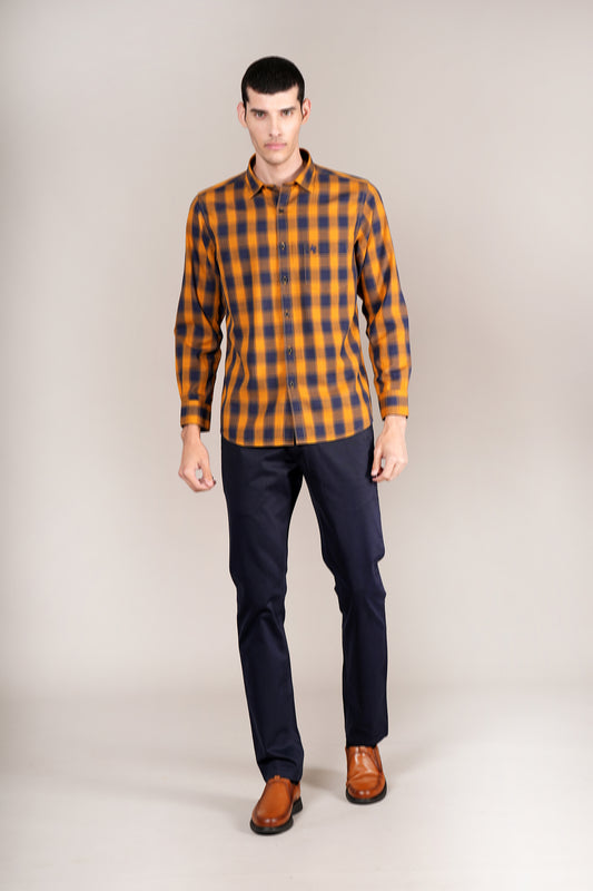 Casual Shirt for Men | Breathable & Soft with Color Fastness Regular Fit Spread Collar Neck Cotton Fabric Checkered Pattern