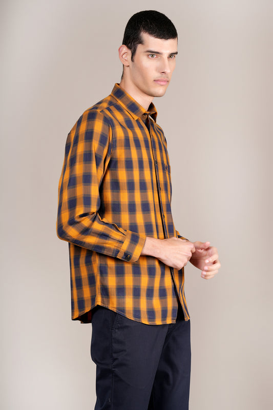 Casual Shirt for Men | Breathable & Soft with Color Fastness Regular Fit Spread Collar Neck Cotton Fabric Checkered Pattern
