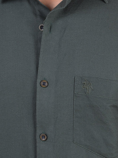 Casual Shirt for Men | Breathable & Soft with Color Fastness Regular Fit Spread Collar Neck Cotton Fabric Self Design Pattern