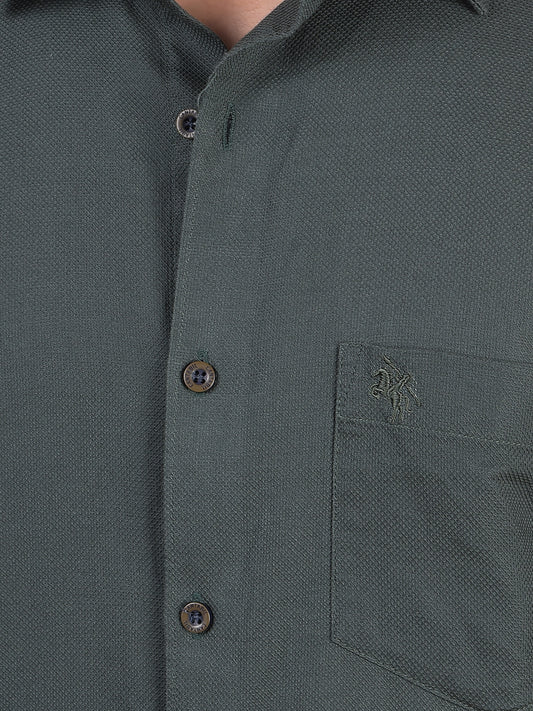 Casual Shirt for Men | Breathable & Soft with Color Fastness Regular Fit Spread Collar Neck Cotton Fabric Self Design Pattern