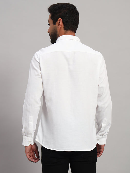 Casual Shirt for Men | Breathable & Soft with Color Fastness Regular Fit Spread Collar Neck Cotton Fabric Self Design Pattern