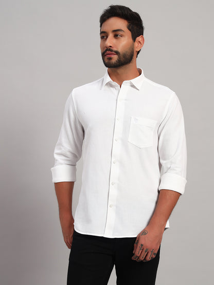Casual Shirt for Men | Breathable & Soft with Color Fastness Regular Fit Spread Collar Neck Cotton Fabric Self Design Pattern