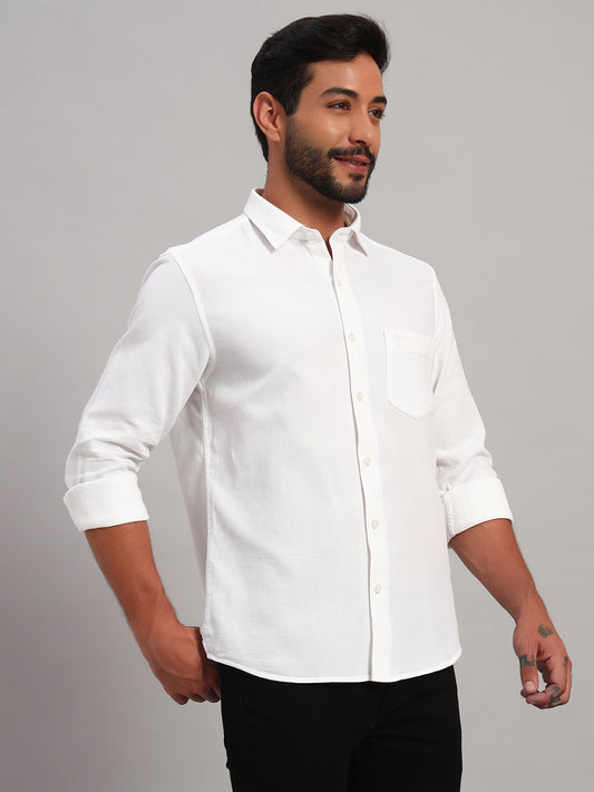 Casual Shirt for Men | Breathable & Soft with Color Fastness Regular Fit Spread Collar Neck Cotton Fabric Self Design Pattern