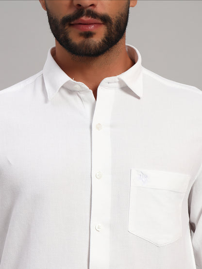 Casual Shirt for Men | Breathable & Soft with Color Fastness Regular Fit Spread Collar Neck Cotton Fabric Self Design Pattern