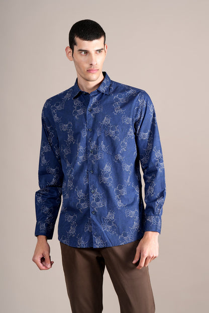 Casual Shirt for Men | Breathable & Soft with Color Fastness Regular Fit Spread Collar Neck Cotton Fabric Printed Pattern