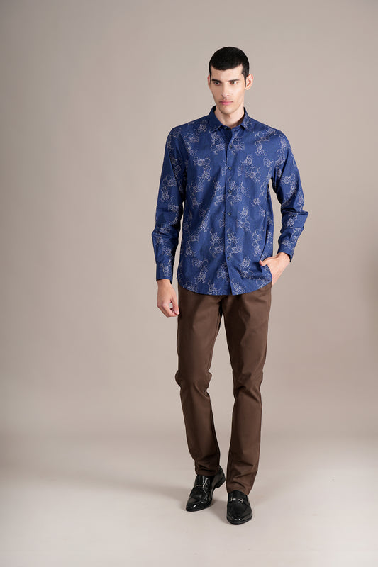 Casual Shirt for Men | Breathable & Soft with Color Fastness Regular Fit Spread Collar Neck Cotton Fabric Printed Pattern
