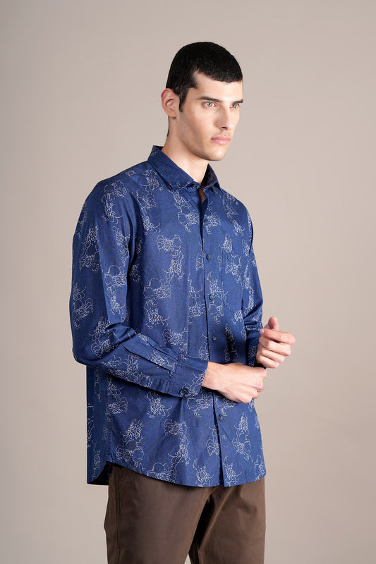 Casual Shirt for Men | Breathable & Soft with Color Fastness Regular Fit Spread Collar Neck Cotton Fabric Printed Pattern