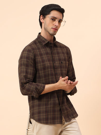 Casual Shirt for Men | Breathable & Soft with Color Fastness Slim Fit Cotton Fabric Check Pattern