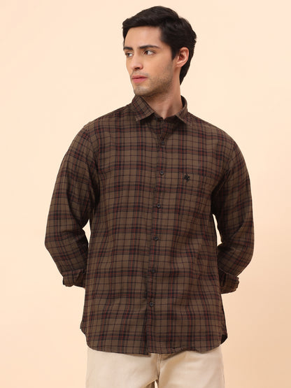 Casual Shirt for Men | Breathable & Soft with Color Fastness Slim Fit Cotton Fabric Check Pattern