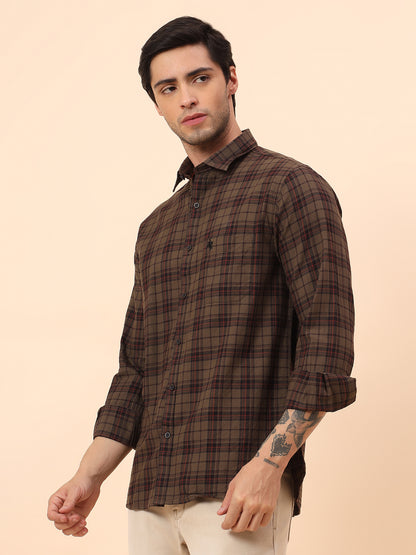 Casual Shirt for Men | Breathable & Soft with Color Fastness Slim Fit Cotton Fabric Check Pattern