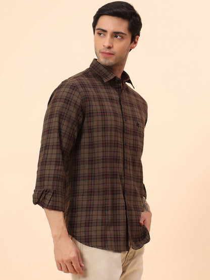 Casual Shirt for Men | Breathable & Soft with Color Fastness Slim Fit Cotton Fabric Check Pattern