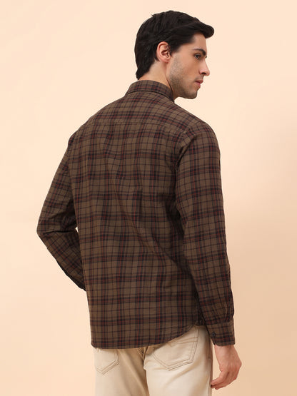 Casual Shirt for Men | Breathable & Soft with Color Fastness Slim Fit Cotton Fabric Check Pattern