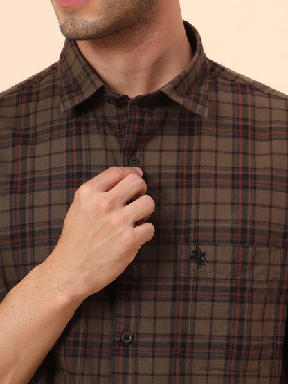 Casual Shirt for Men | Breathable & Soft with Color Fastness Slim Fit Cotton Fabric Check Pattern