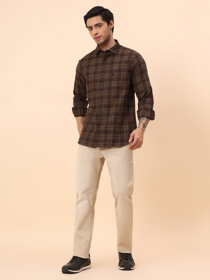 Casual Shirt for Men | Breathable & Soft with Color Fastness Slim Fit Cotton Fabric Check Pattern
