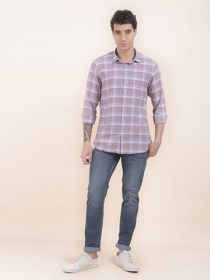 Men's Onion Checkered Slim Fit Full Sleeve Casual Shirt