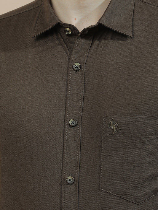 Casual Shirt for Men l Breathable & Soft with Color Fastness Slim Fit  Cotton Fabric Solid Pattern