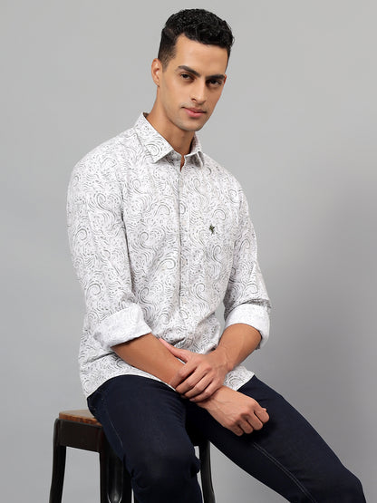 Casual Shirt for Men | Breathable & Soft with Color Fastness Regular Fit Spread Collar Neck Cotton Fabric Printed Pattern