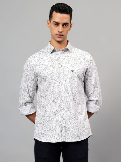 Casual Shirt for Men | Breathable & Soft with Color Fastness Regular Fit Spread Collar Neck Cotton Fabric Printed Pattern