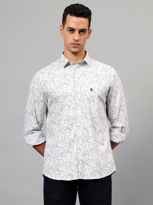 Casual Shirt for Men | Breathable & Soft with Color Fastness Regular Fit Spread Collar Neck Cotton Fabric Printed Pattern