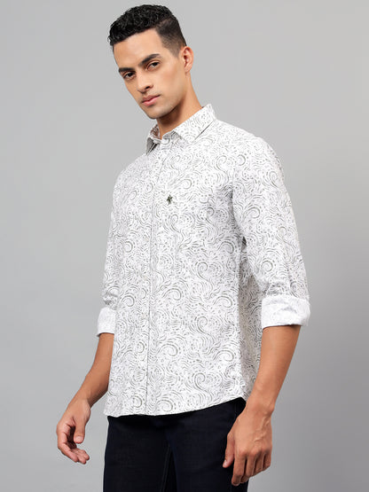 Casual Shirt for Men | Breathable & Soft with Color Fastness Regular Fit Spread Collar Neck Cotton Fabric Printed Pattern