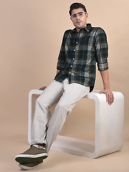 Casual Shirt for Men | Breathable & Soft with Color Fastness Regular Fit Spread Collar Neck Cotton Fabric Checkered Pattern