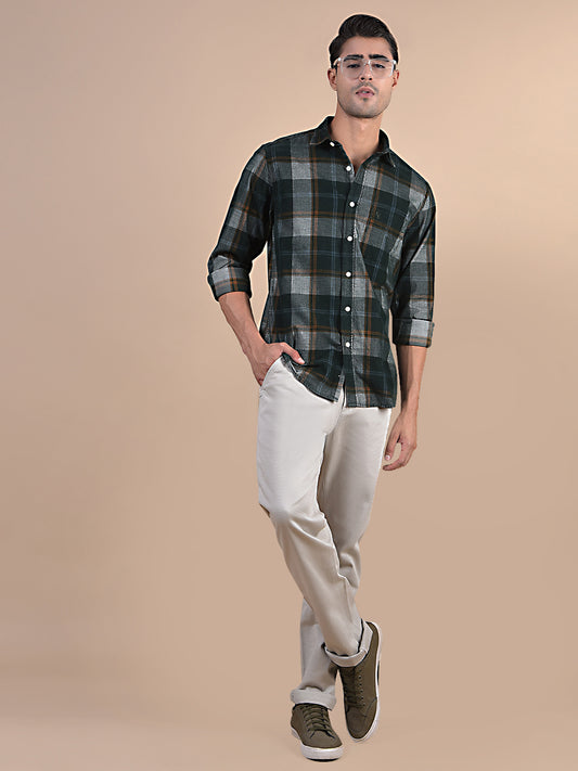 Casual Shirt for Men | Breathable & Soft with Color Fastness Regular Fit Spread Collar Neck Cotton Fabric Checkered Pattern