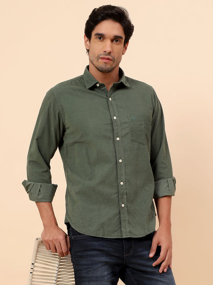 Casual Shirt for Men | Breathable & Soft with Color Fastness Slim Fit Cotton Fabric Self Design Pattern