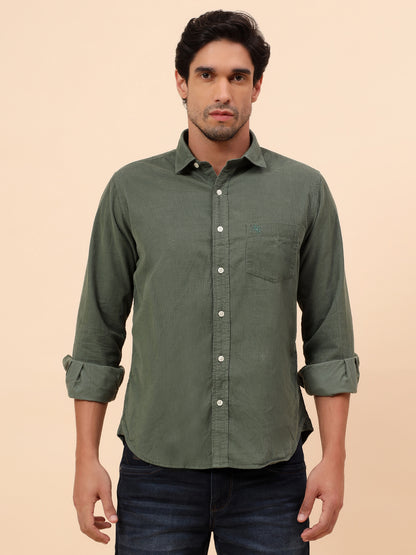 Casual Shirt for Men | Breathable & Soft with Color Fastness Slim Fit Cotton Fabric Self Design Pattern