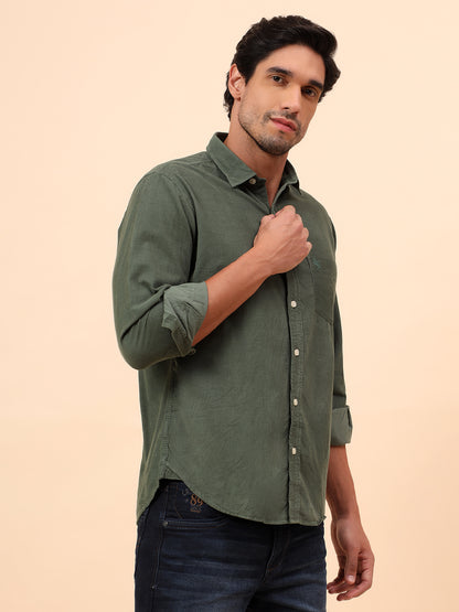 Casual Shirt for Men | Breathable & Soft with Color Fastness Slim Fit Cotton Fabric Self Design Pattern