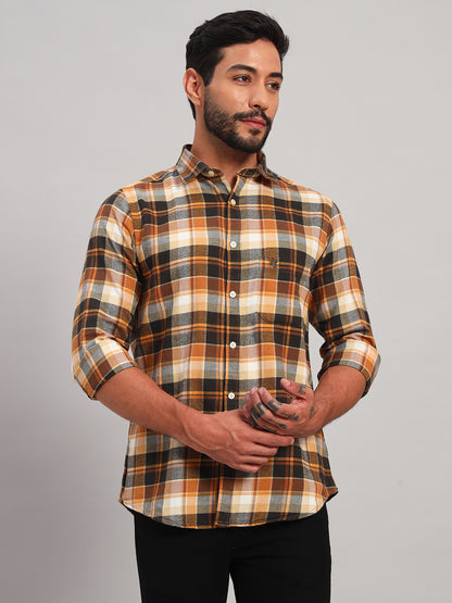 Casual Shirt for Men | Breathable & Soft with Color Fastness Regular Fit Spread Collar Neck Cotton Fabric Checkered Pattern