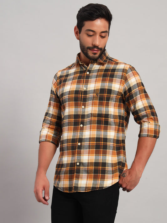 Casual Shirt for Men | Breathable & Soft with Color Fastness Regular Fit Spread Collar Neck Cotton Fabric Checkered Pattern