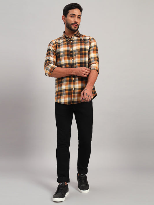 Casual Shirt for Men | Breathable & Soft with Color Fastness Regular Fit Spread Collar Neck Cotton Fabric Checkered Pattern