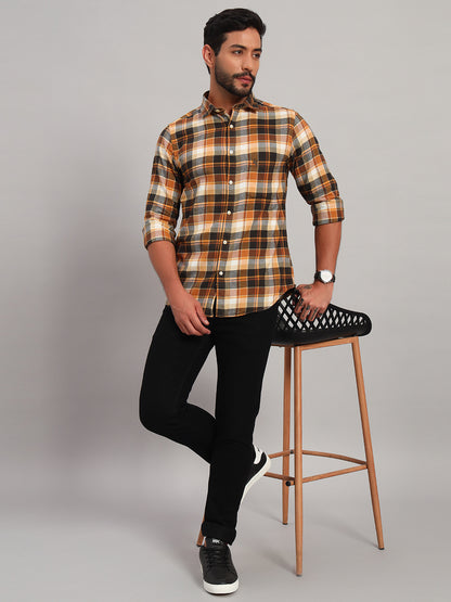 Casual Shirt for Men | Breathable & Soft with Color Fastness Regular Fit Spread Collar Neck Cotton Fabric Checkered Pattern