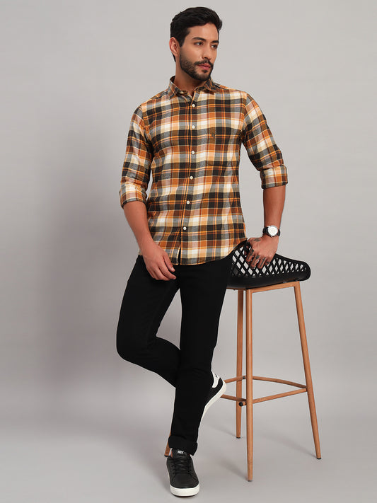 Casual Shirt for Men | Breathable & Soft with Color Fastness Regular Fit Spread Collar Neck Cotton Fabric Checkered Pattern