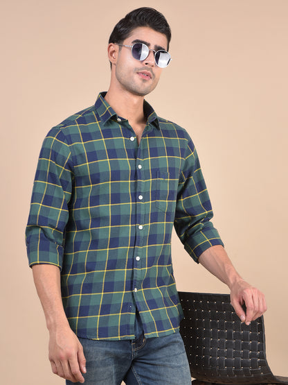 Casual Shirt for Men | Breathable & Soft with Color Fastness Regular Fit Spread Collar Neck Cotton Fabric Checkered Pattern