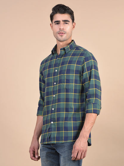 Casual Shirt for Men | Breathable & Soft with Color Fastness Regular Fit Spread Collar Neck Cotton Fabric Checkered Pattern