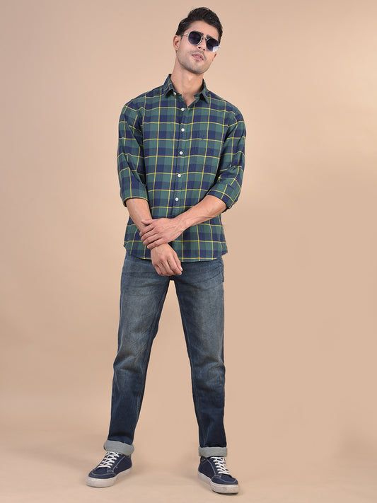 Casual Shirt for Men | Breathable & Soft with Color Fastness Regular Fit Spread Collar Neck Cotton Fabric Checkered Pattern